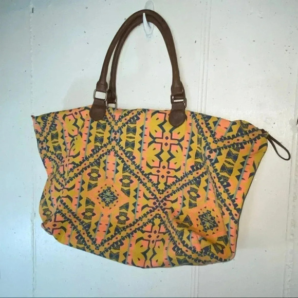 Bohemian mustard yellow large duffle bag‎ - Picture 2 of 6